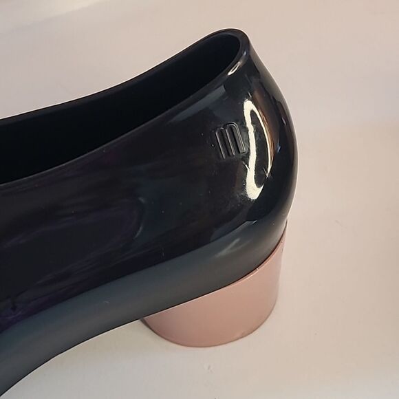 Melissa Mid Espuma Soft Plastic Black with Round Pink Heels Size 6 EU 37 - Picture 9 of 13